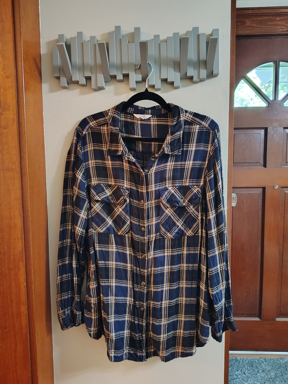 Terra & Sky Navy Plaid Button-Down Shirt